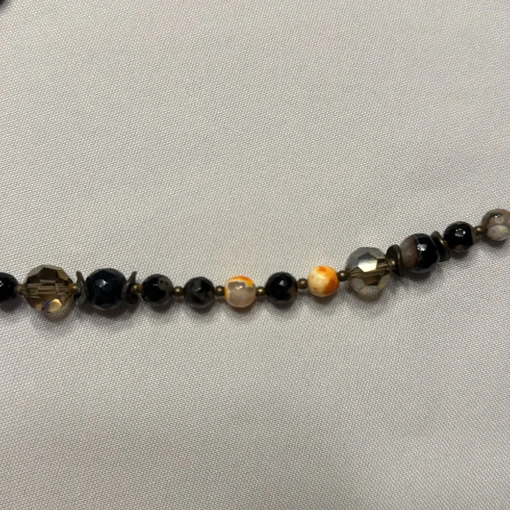 L & F multi-colored beaded necklace with Ricolite stone pendant.  18” - Picture 3 of 4